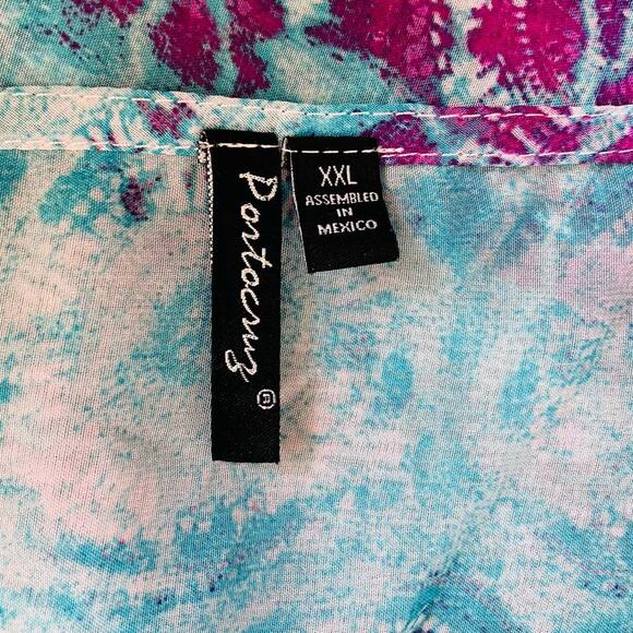 Portocruz Pink Blue White Sheer Swim Coverup XXL - Picture 3 of 3